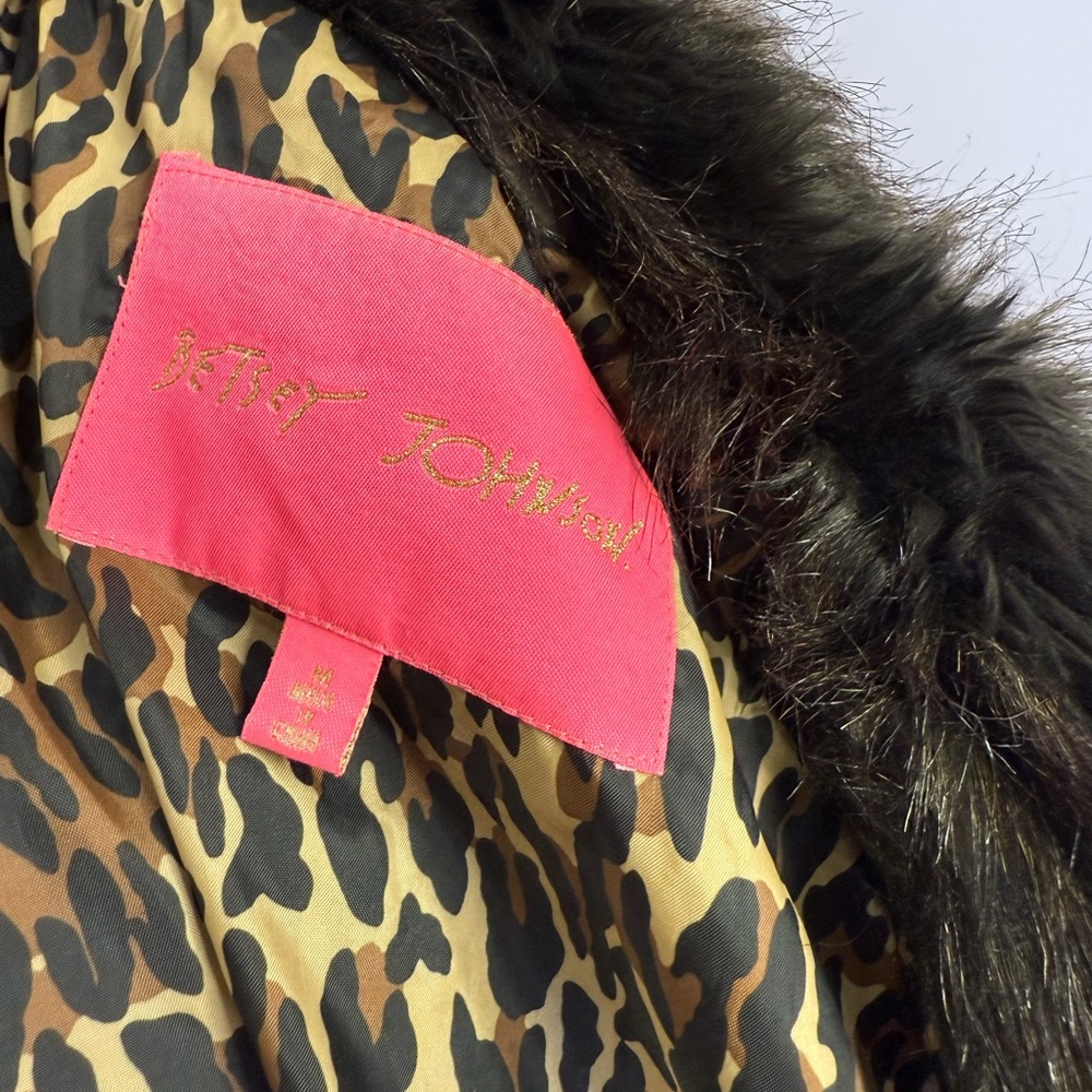 Betsey Johnson Vintage Y2K Black and Brown Faux Fur Coat - Picture 5 of 8